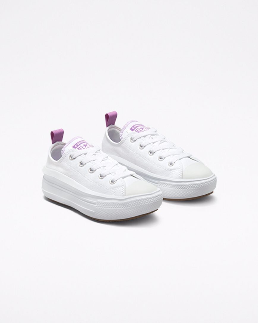 Zapatos Plataforma Converse Chuck Taylor All Star Move Bajas Niña Blancas Moradas Blancas | PE W27540